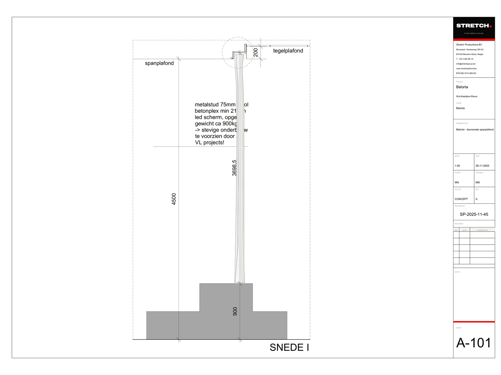 Schwebende Voutendecke — technical drawing